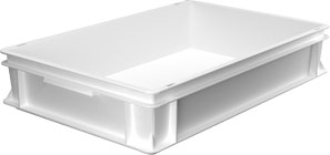 Eurobox / Eurobehälter in Weiß, Geschlossen mit Griffleiste, 600 x 400 x 120 mm