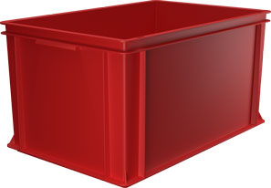 Eurobox / Eurobehälter in Rot, Geschlossen mit Griffleiste, 600 x 400 x 320 mm