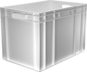 Eurobox / Eurobehälter in Weiß, Geschlossen mit 2 Grifföffnungen, 600 x 400 x 420 mm